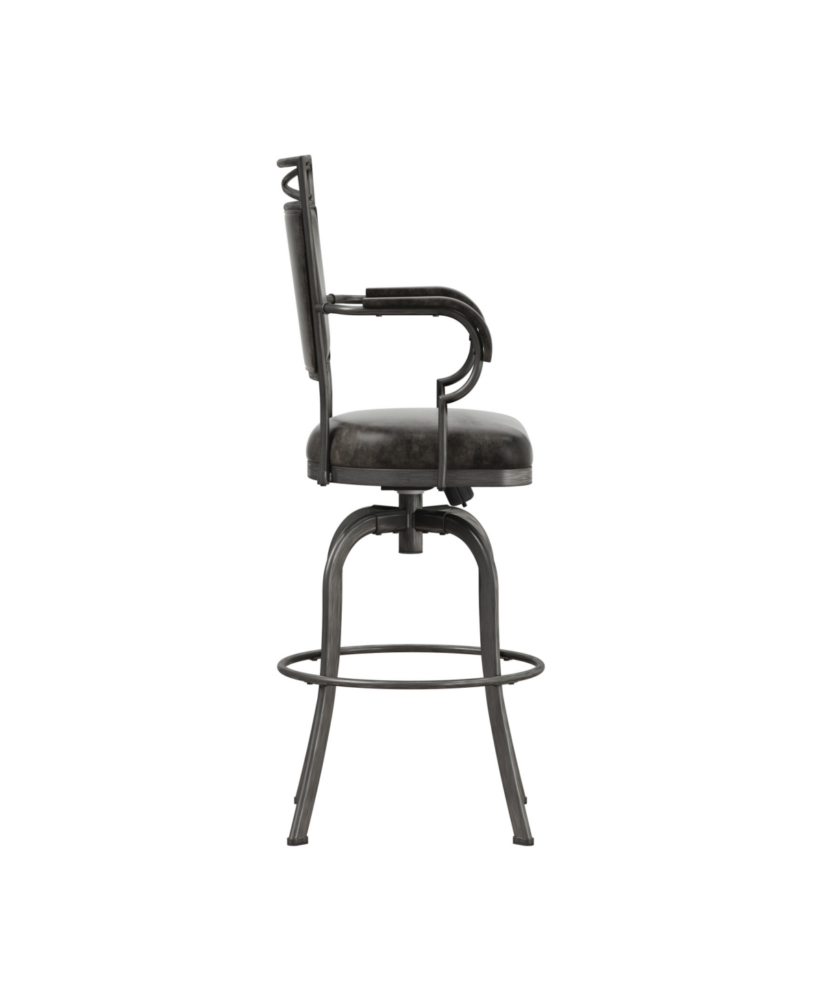 Hillsdale 44.5" Metal Bridgetown Counter Height Swivel Stool In Pewter