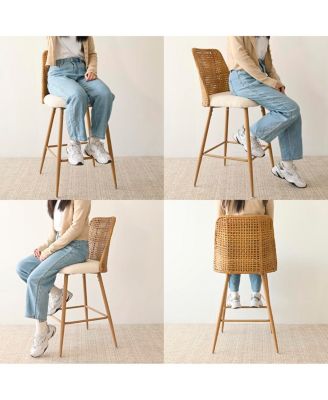 Set Of 3  Rattan Boucle27 Inch  Counter Stool