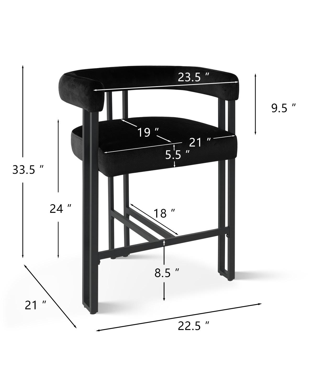 Maison Boucle Counter Stools Set Of 2,Boasting Curved Frame Armrest Counter Stool with Three Legs-Maison Boucle -velvet