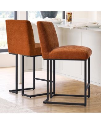 Set of 2 Fabric Counter Height Stools, 25" Seat Height Armless Upholstered Chairs for Kitchen Island-Maison Boucle