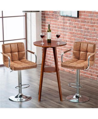 2PCS PU Leather Swivel Stools Adjustable Kitchen Chairs