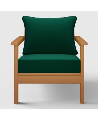 Outdoor Modern HDPE Patio Teak Club Chair with Deep Seat Cushions