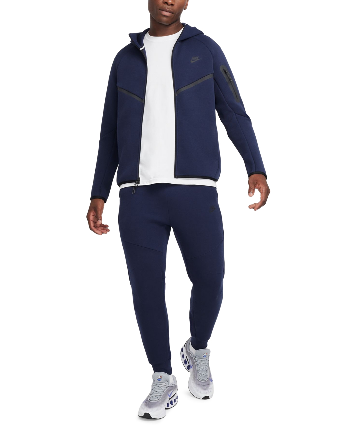 Nike Men's Tech Full-zip Windrunner Hoodie In Obsidn,bla