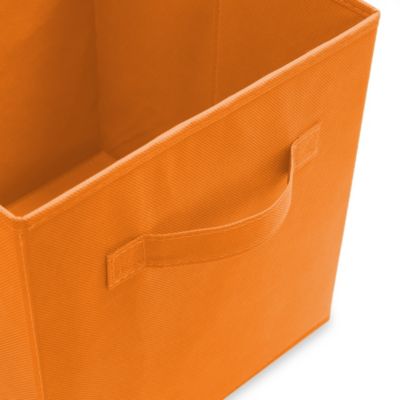 Set of 6 Fabric Storage Cube Bins, Orange - 11&amp;#x22; Collapsible Foldable Cloth Baskets for Shelves and Cubby Organizers