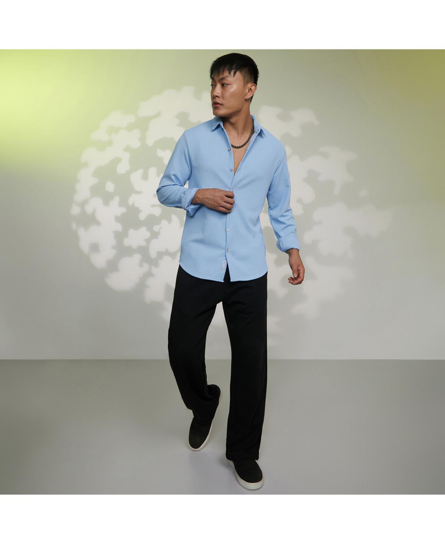 Мужская рубашка Cahoot Campus Sutra Baby Blue Stripe-Creased, цвет: Синий — фото 5