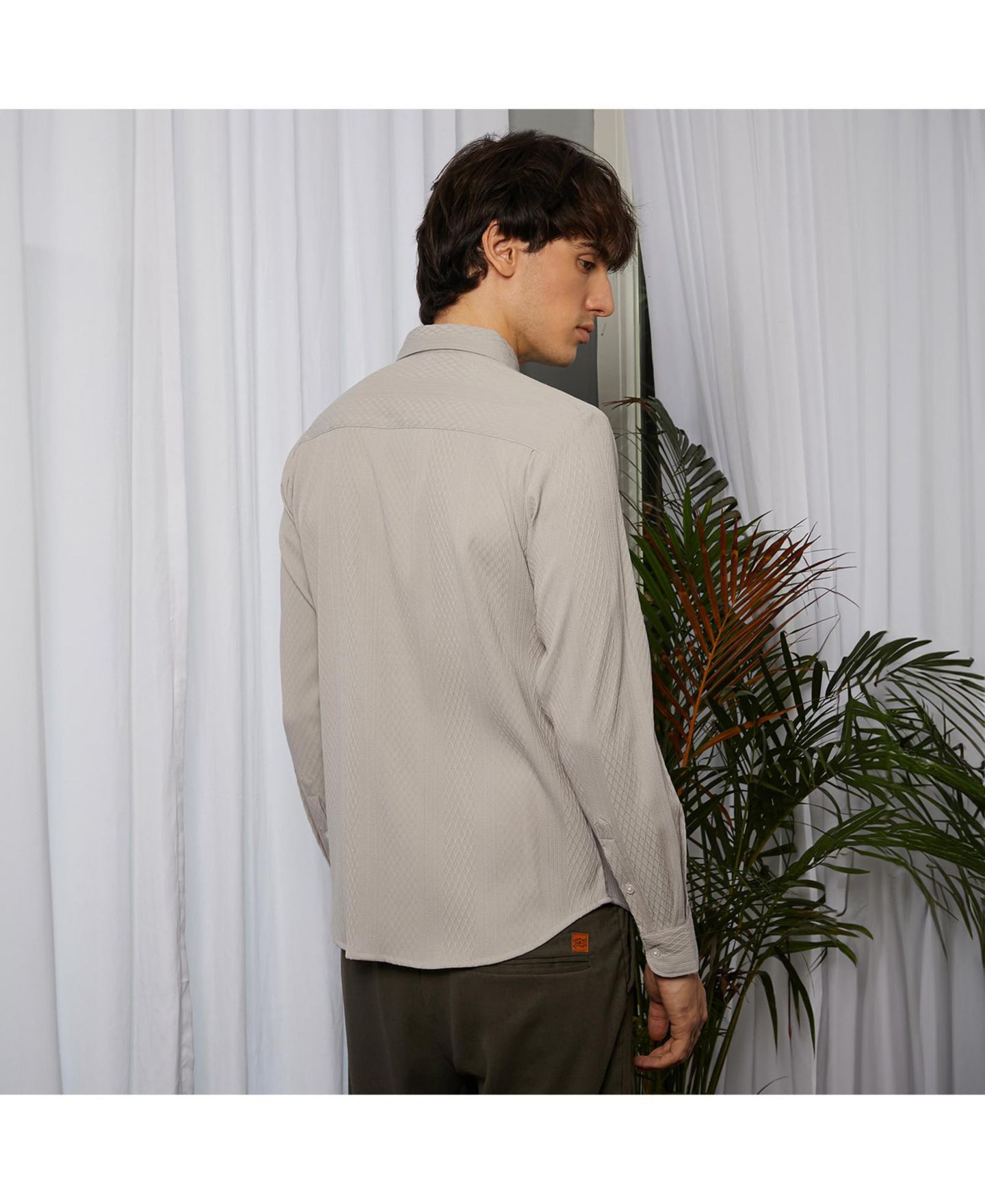 Мужская рубашка Cahoot Ecru Beige Vertical Tactile, цвет: Бежевый / Хаки — фото 6