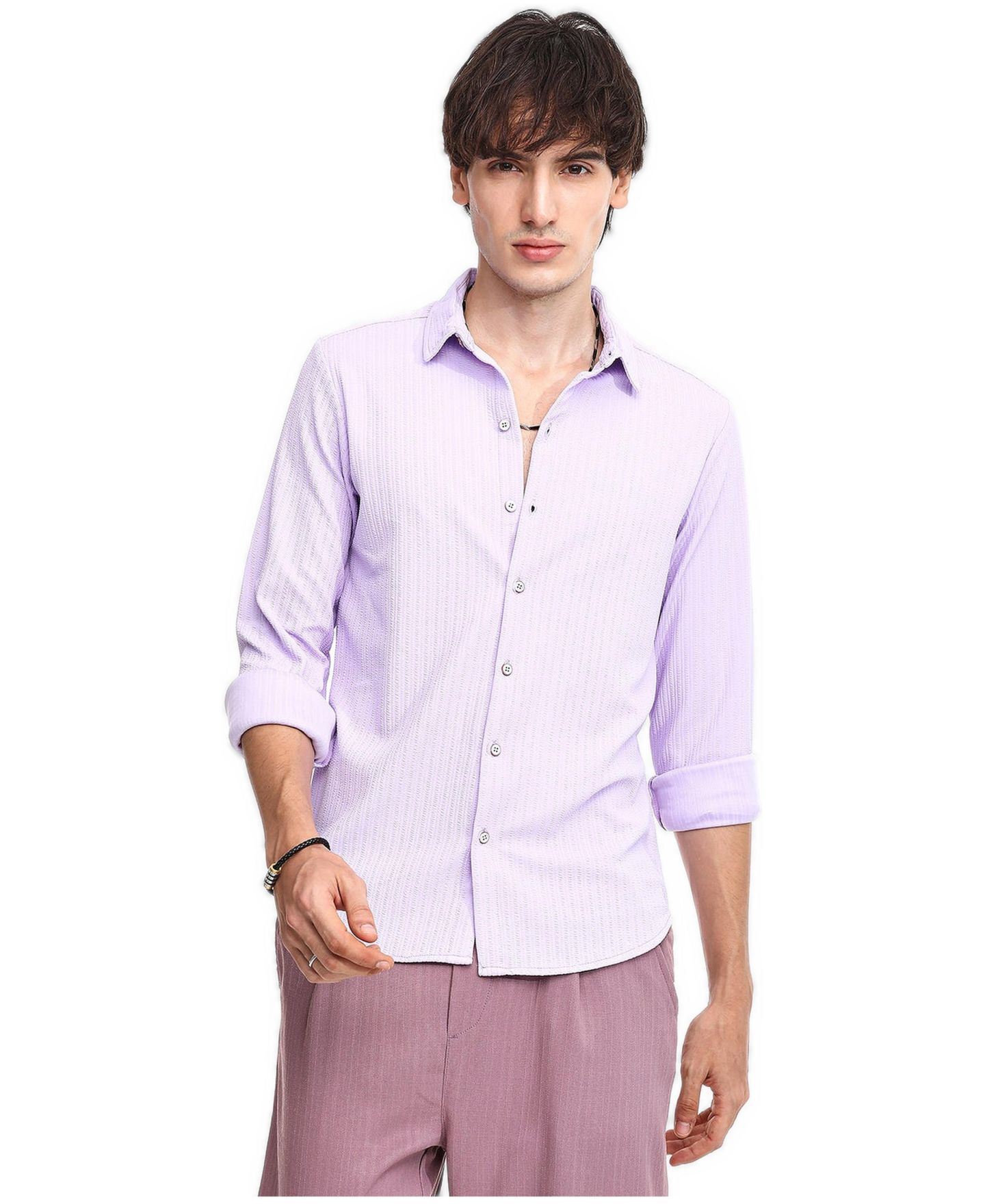 Мужская рубашка Cahoot Campus Sutra Lilac Stripe-Creased, цвет: Фиолетовый — фото 1