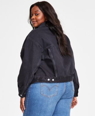 Plus Size '90s Cotton Denim Trucker Jacket