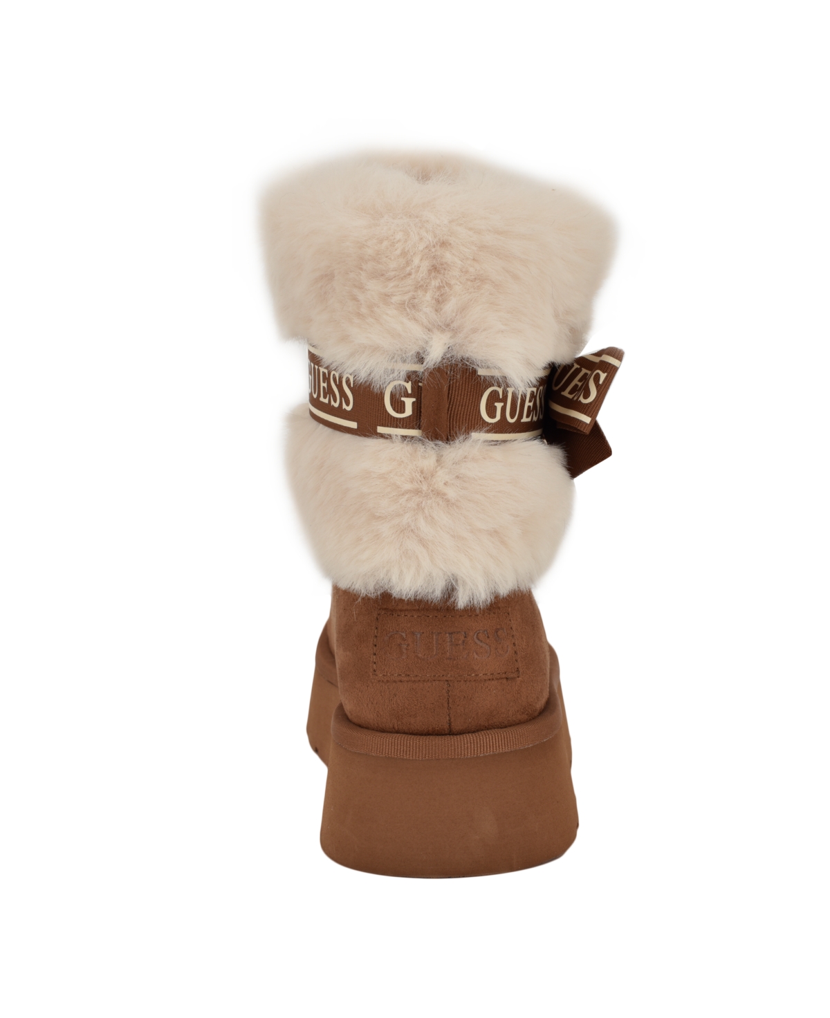 Guess Women's Denla Cold Weather Faux Fur Cozy Booties In Honey Cognac Brown