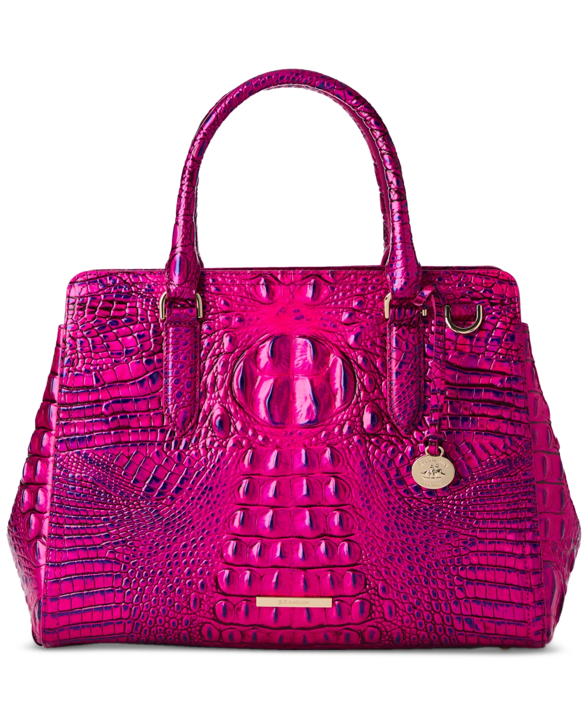 Brahmin Duxbury Croc Embossed Leather Satchel In Voltage Violet