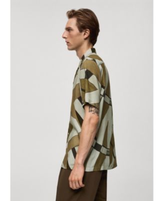 Men's Bowling Collar Printed Flowing Shirt