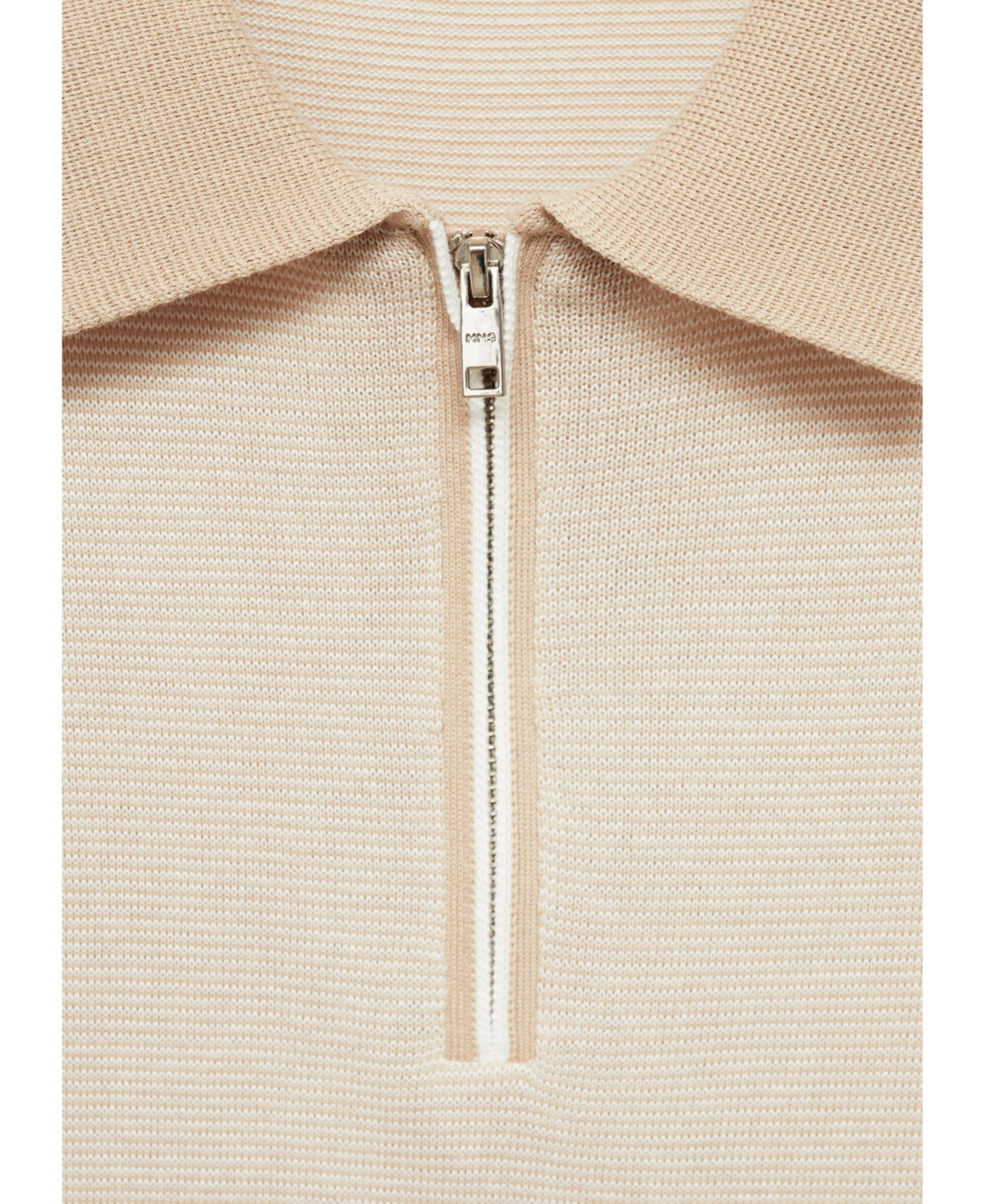 Mango Men's Zipper Detail Cotton-Knit Polo Shirt