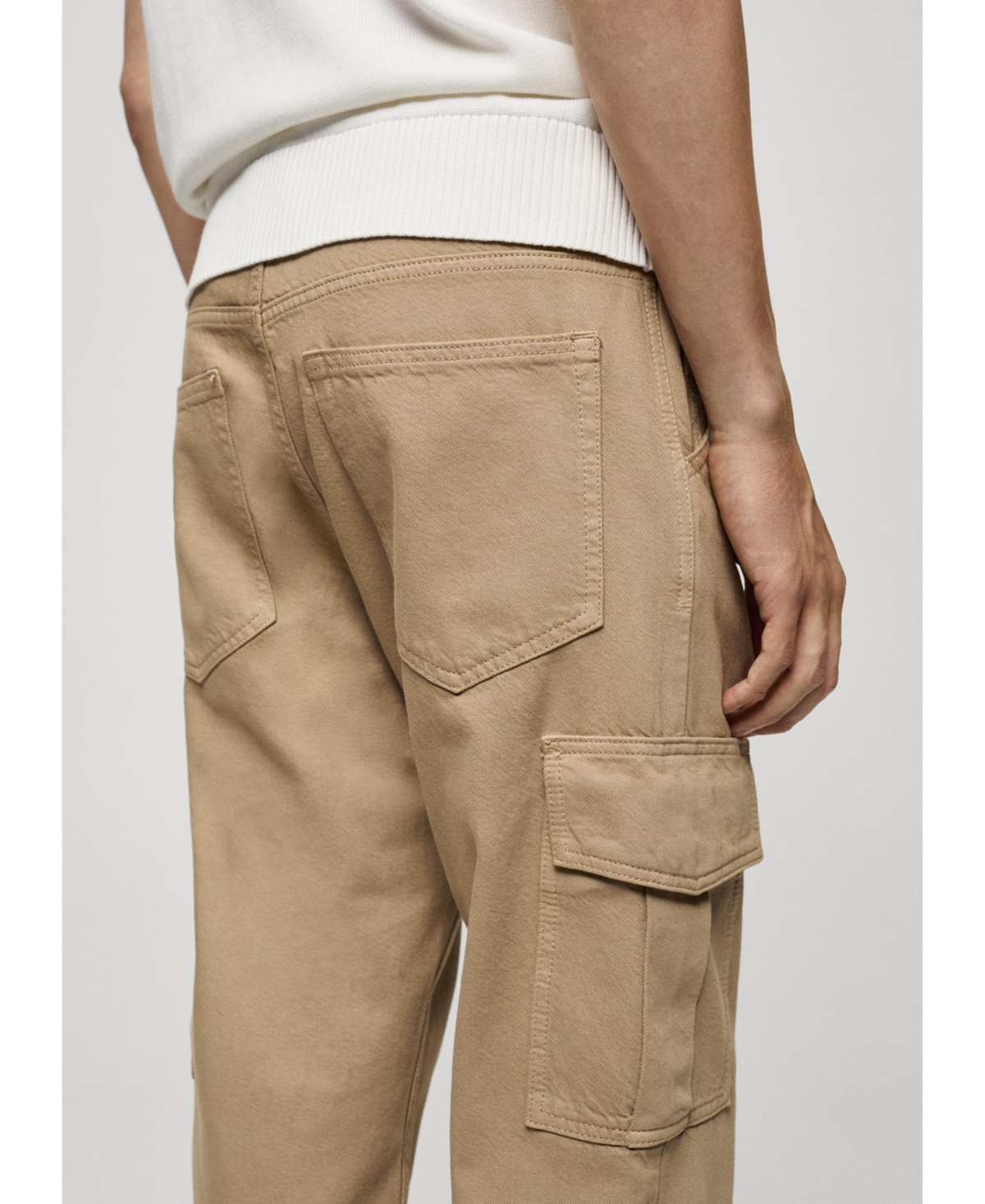 Mango Regular Fit Cargo Jeans In Khaki