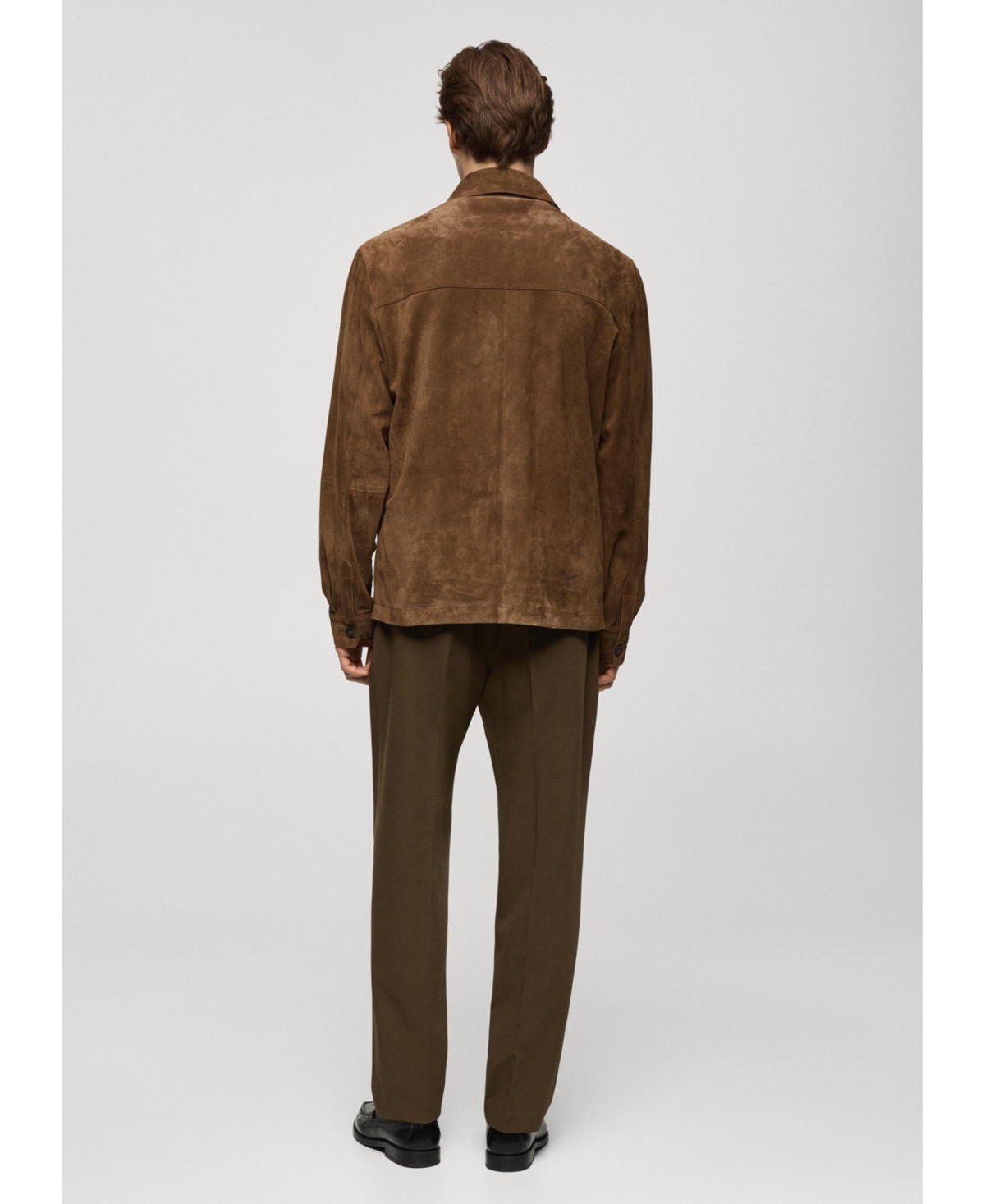 Mango Men's Leather Pocket Detail Suede Overshirt