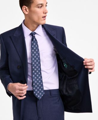 Men's Pinstriped Wool-Blend Classic-Fit Double-Breasted Suit Separates Jacket