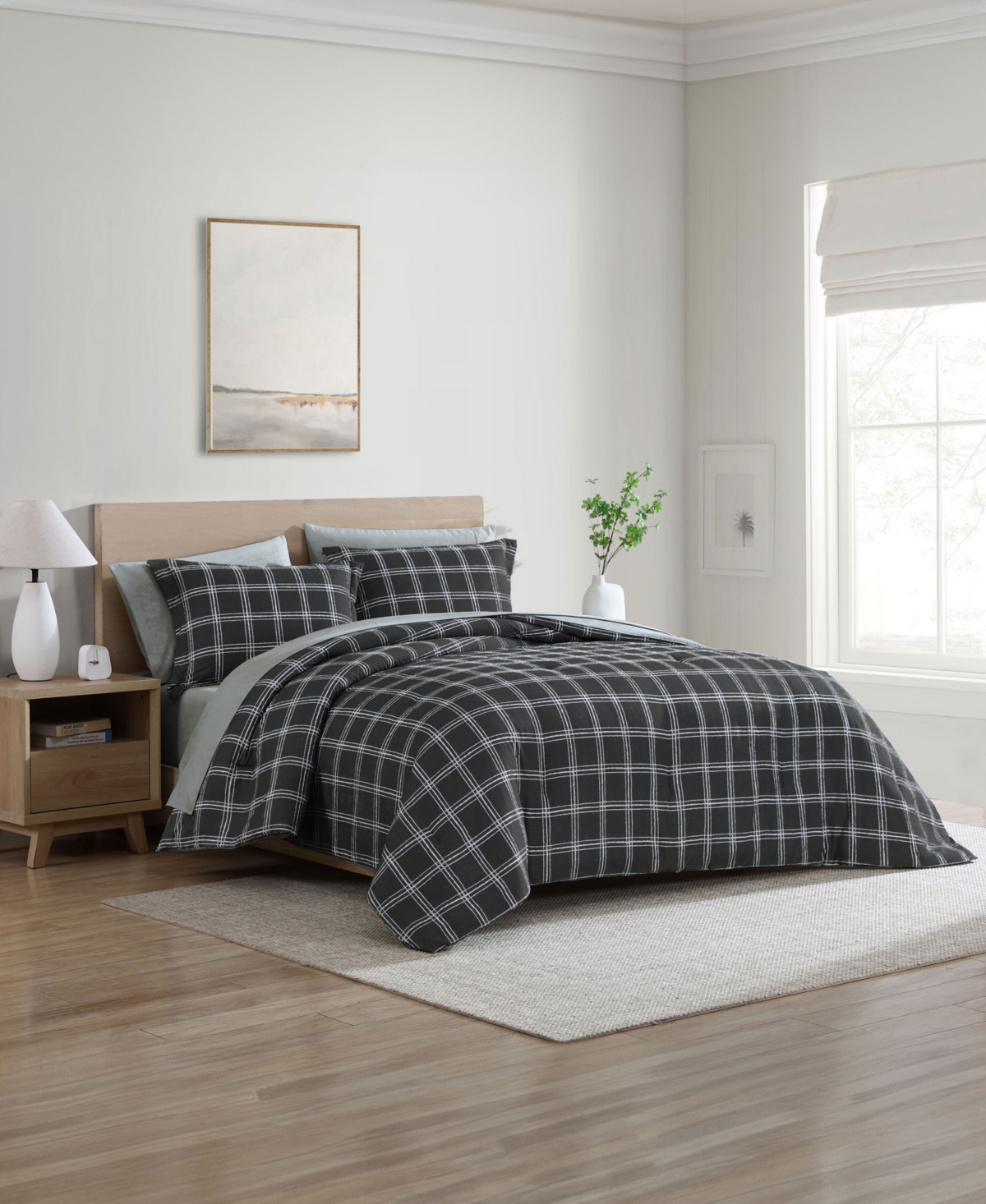 Shop Swift Home Grid Plaid Reversible 7-pc. Comforter Set, Queen In Black