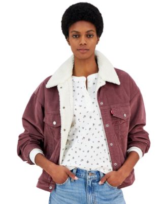 Levi's Corduroy Trucker Jacket Levis Sherpa Jacket Red NWT