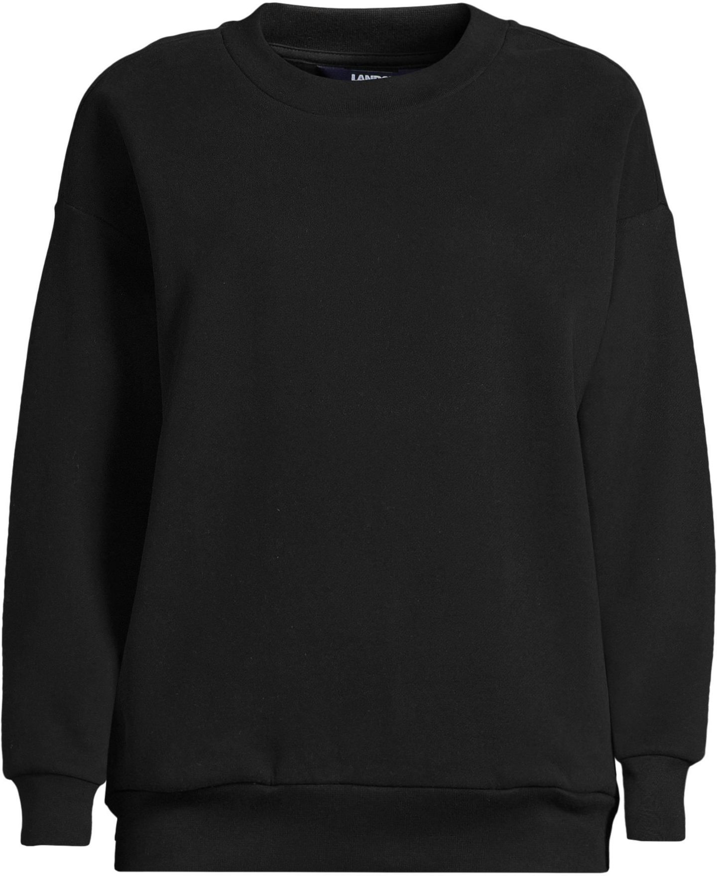 Женские толстовки Lands' End Serious Sweats Oversized Long Sleeve Crew Neck Sweatshirt - Set Top, цвет: Чёрный — фото 3