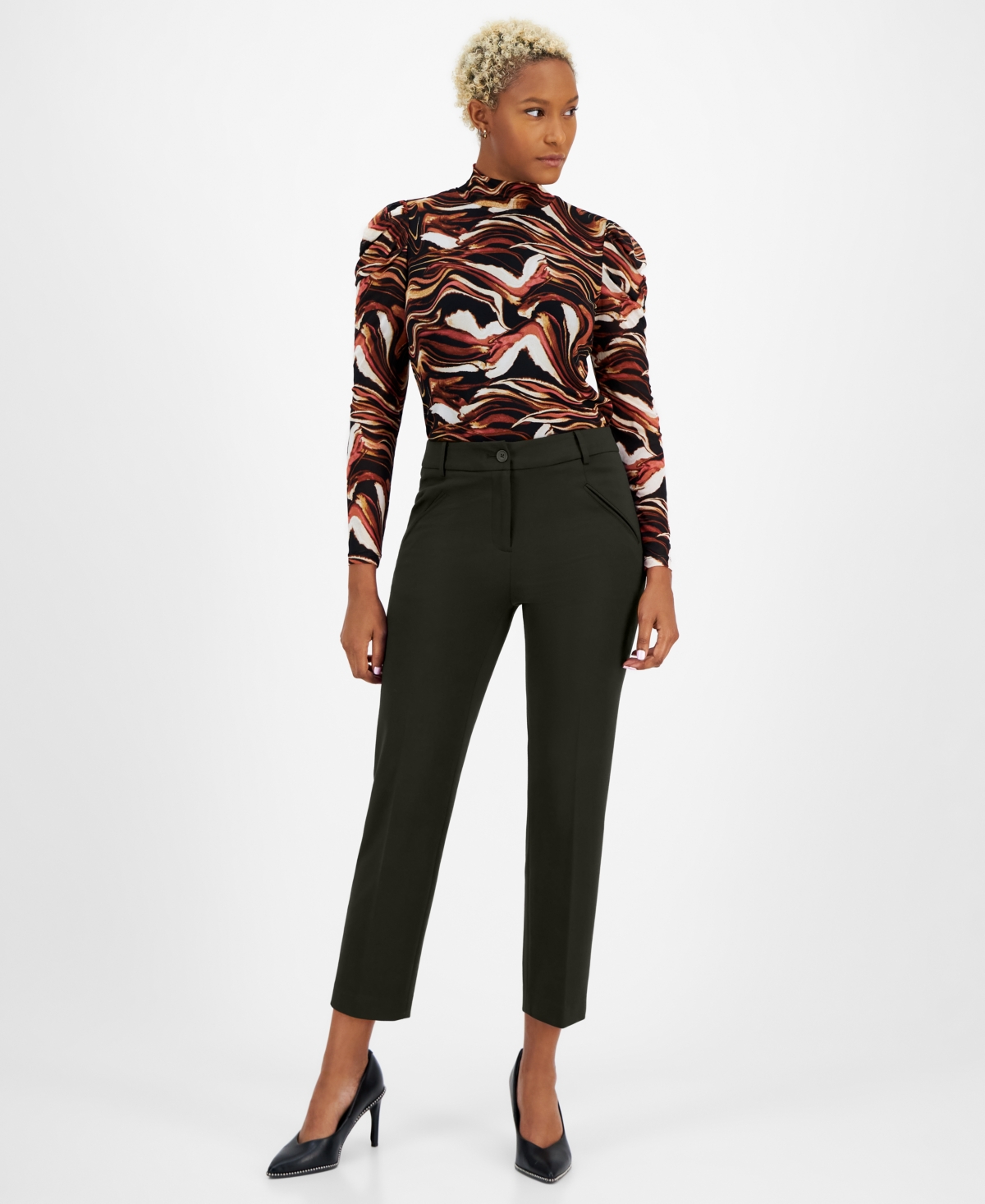 Bar Iii Women's Mid-rise Straight-leg Pants, Created For Macy's In Coffee Chip