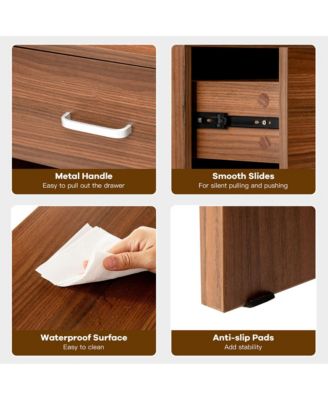 Set of 2 Nightstand End Side Table Storage Cabinet w/ Drawer Home Office Brown