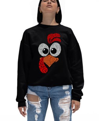 売れ筋商品|||エルエーポップアート カットソー トップス レディース Women's Turkey Face Word Art Crewneck Sweatshirt Purple LA Pop Art Women's Turkey Face Word Art Crewneck Sweatshirt