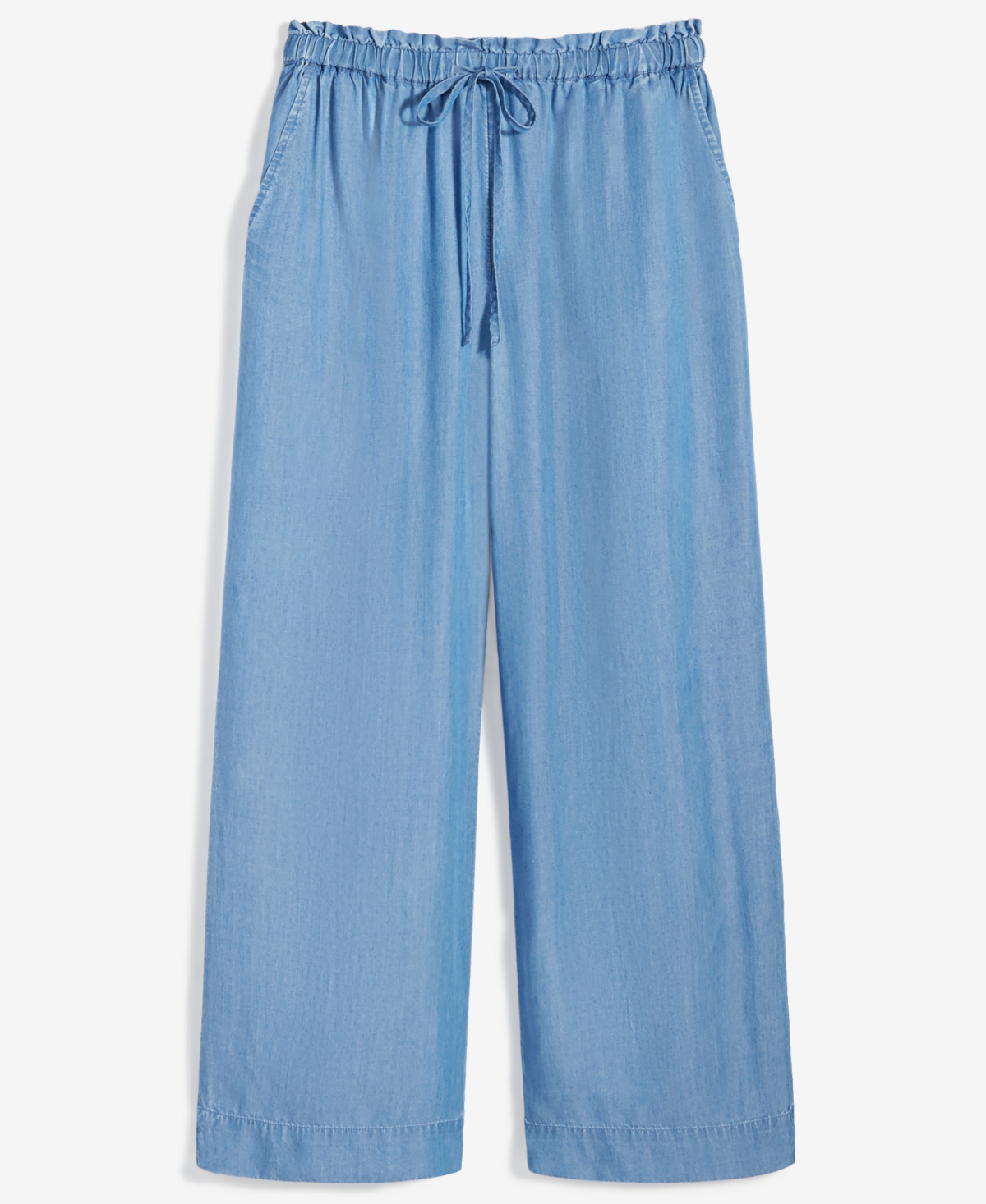 On 34th Women's Chambray Drawstring Wide-leg Pants, Created For Macy's In Spring Wash