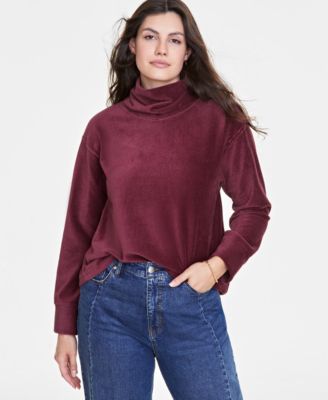 On 34th - Women's Ribbed Velour Turtleneck Top