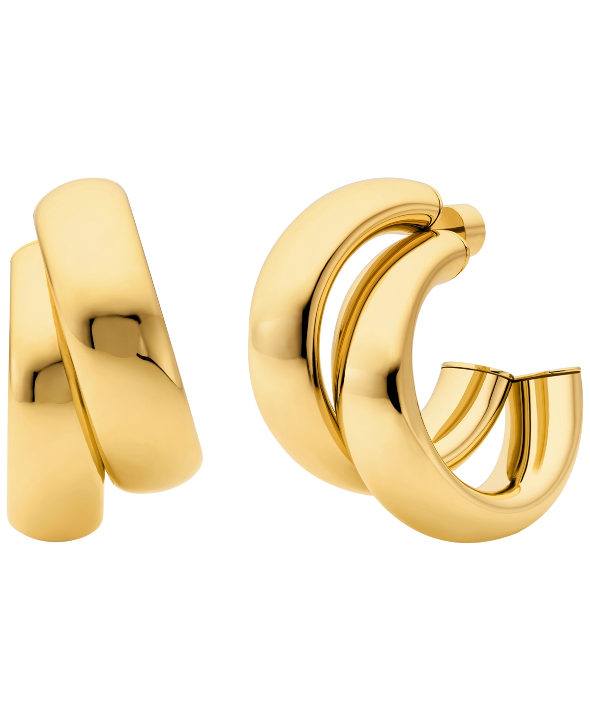 14K Gold-Plated Brass Double Hoop Earrings - Gold