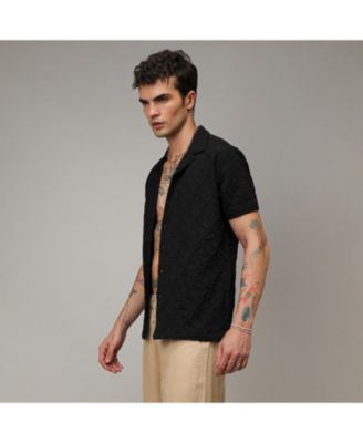 Men's Onyx Black Crumble Textured Shirt