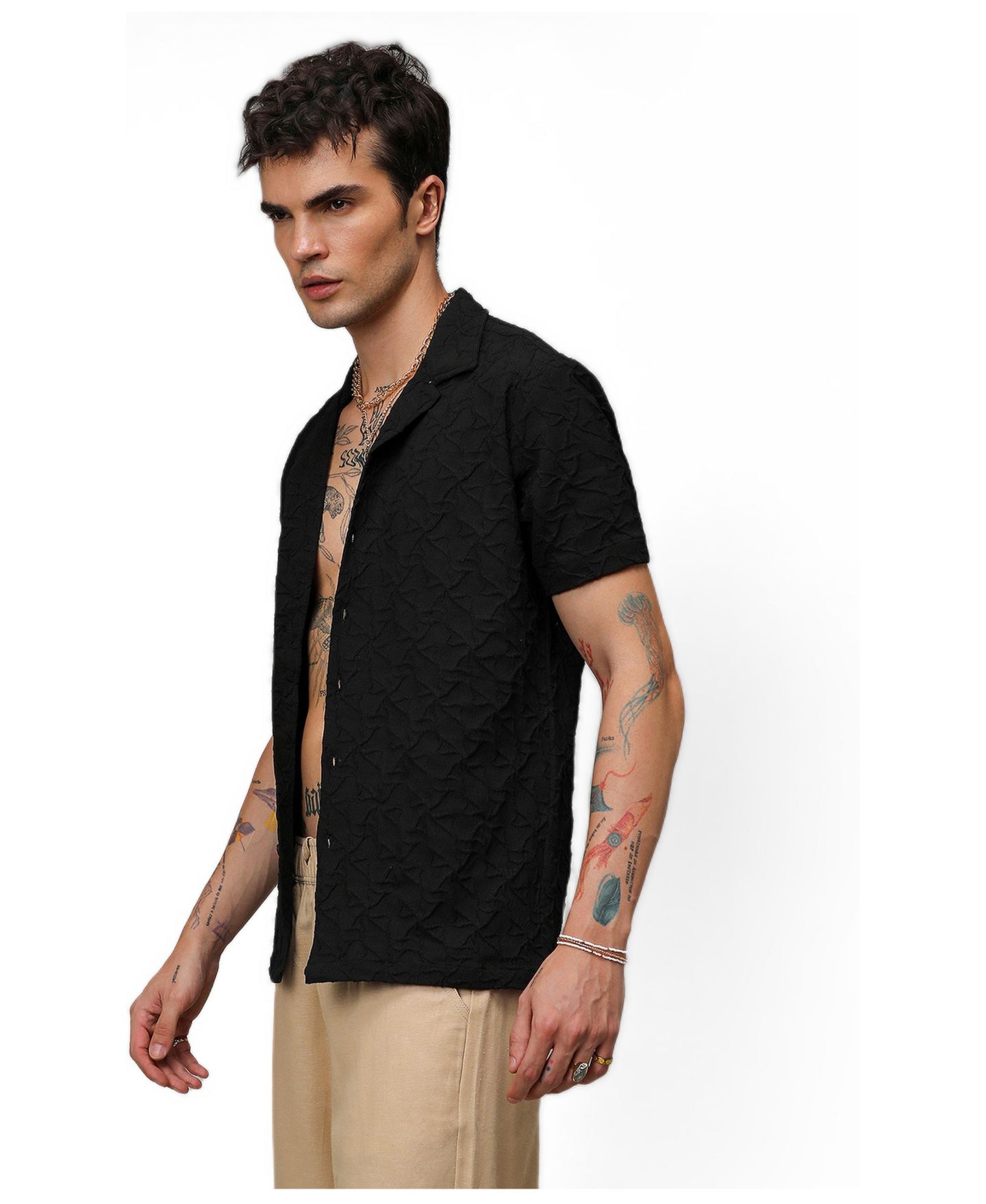 Мужская рубашка Cahoot Campus Sutra Onyx Black Crumble Textured, цвет: Чёрный — фото 2