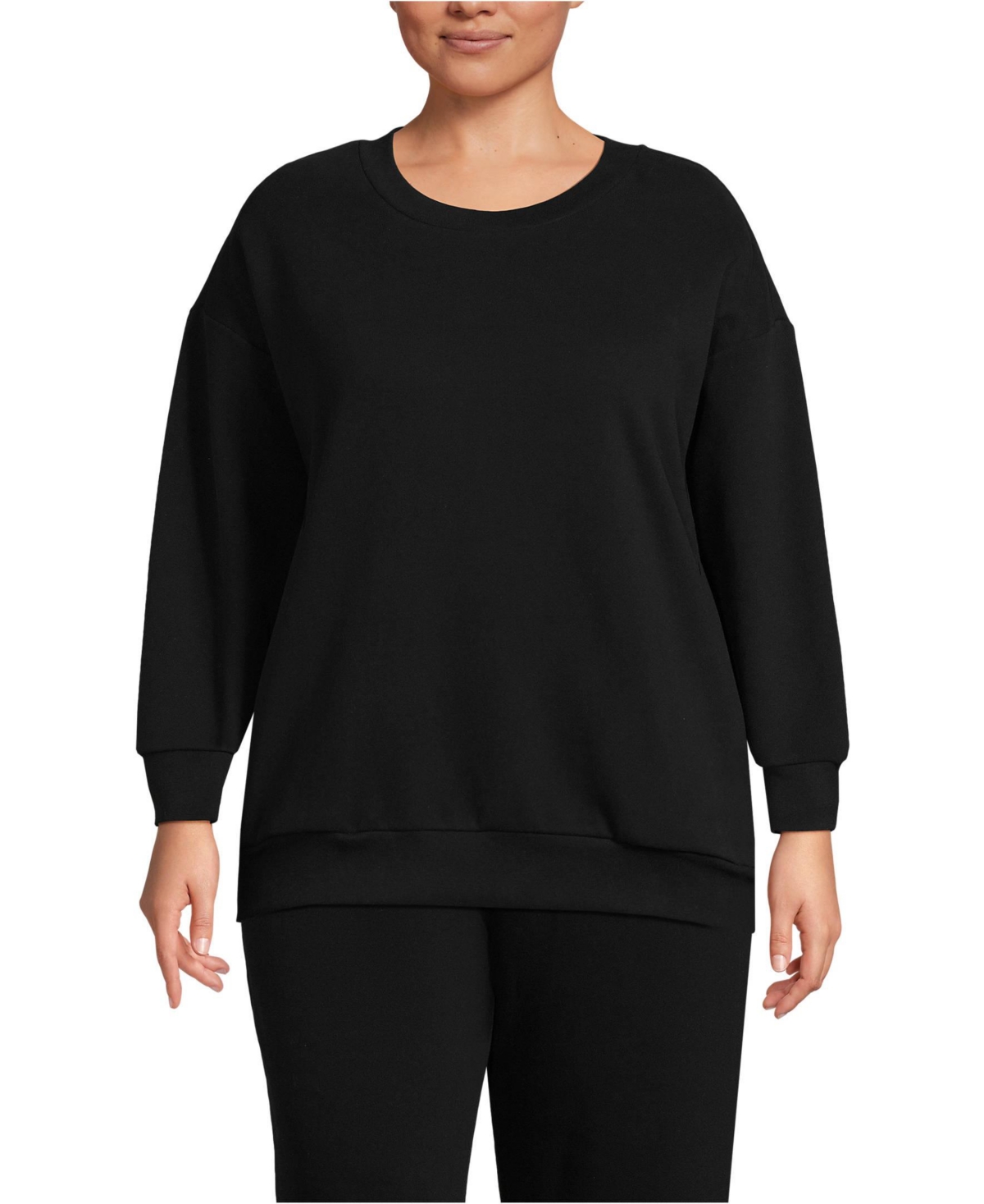 Lands' End Plus Size Serious Sweats Oversized Long Sleeve Crew Neck Sweatshirt