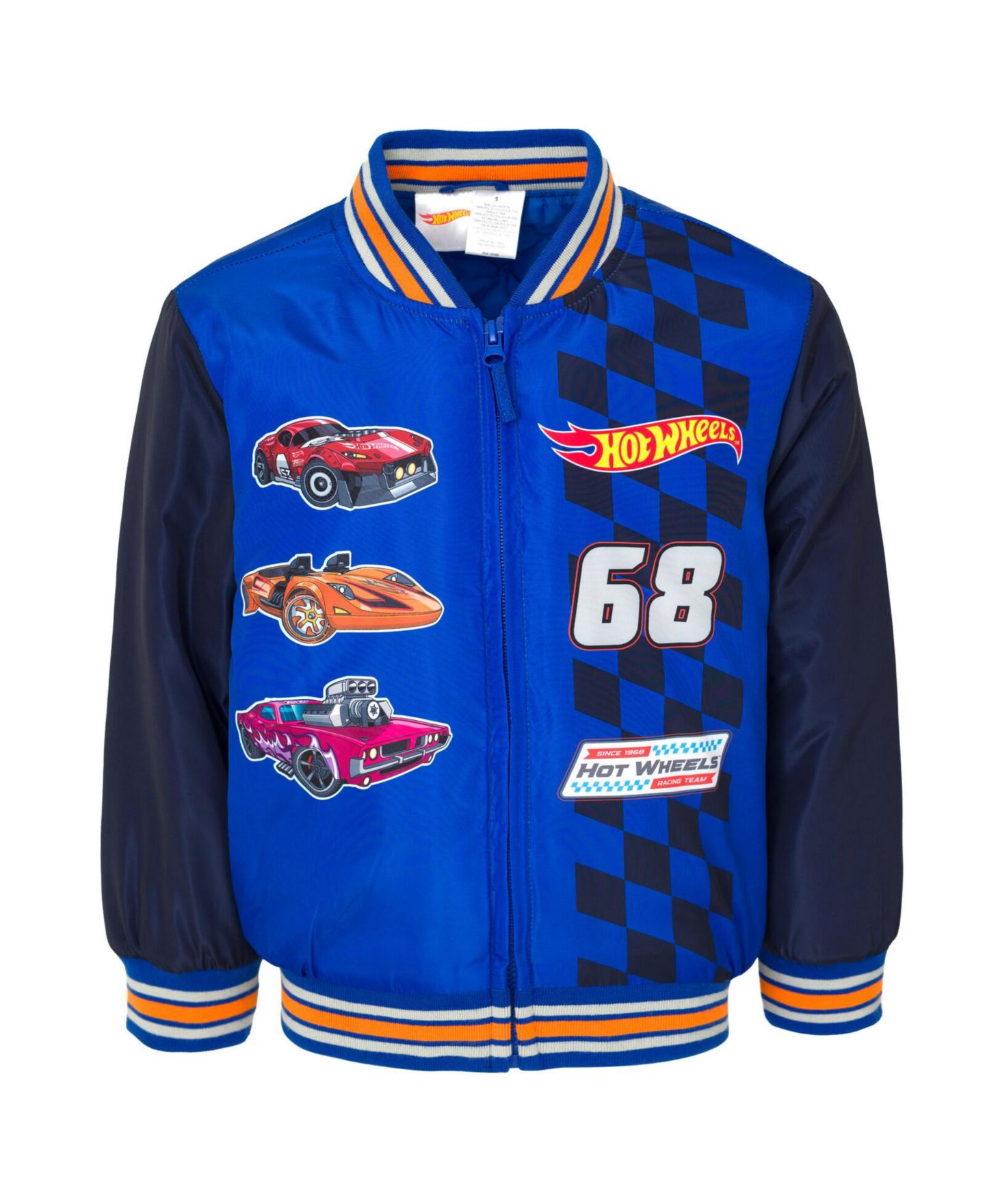 Куртка Hot Wheels Zip Up Varsity Bomber Jacket to (3T - 10-12) для мальчиков-малышей, цвет: Синий / Тёмно-синий — фото 1