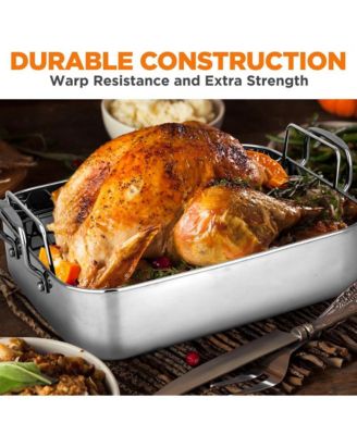 14" Roaster With Polished Rack And Wire Handle