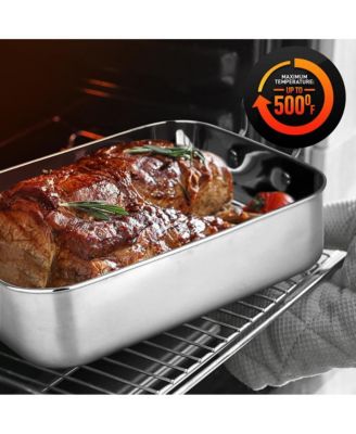 14" Roaster With Polished Rack And Wire Handle