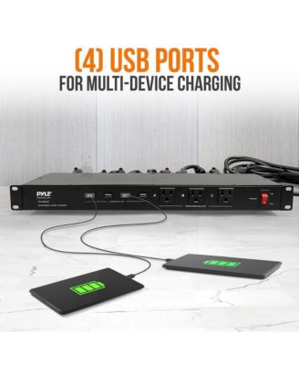 Pro Audio Power Supply Surge Protector, Rack Mount Power Conditioner Strip with (4) USB Charge Ports