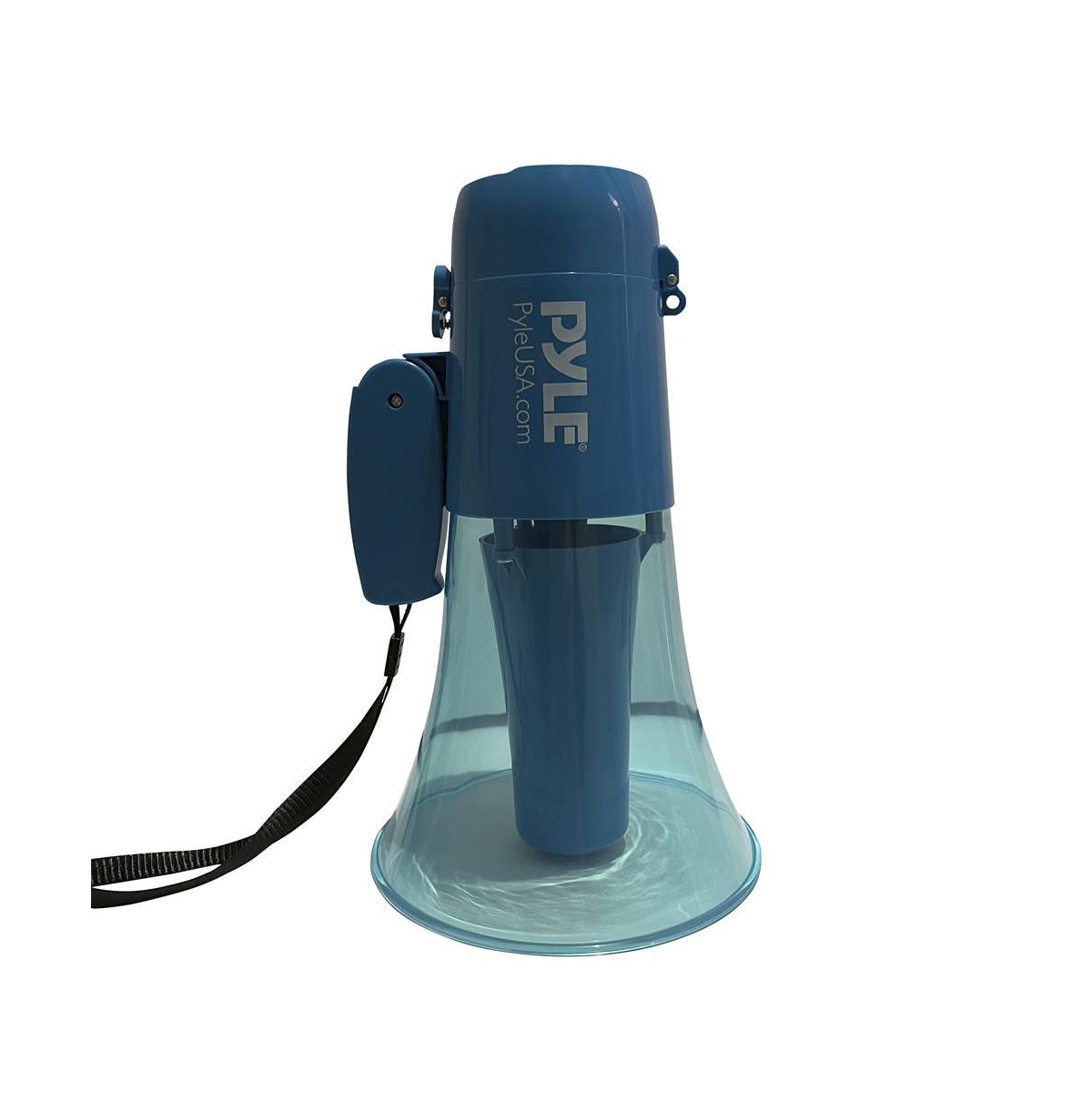 Pyle Megaphone Siren Bullhorn Speaker With Rechargeable Battery, Transparent- Blue