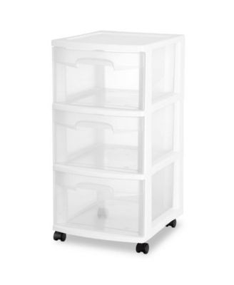 3 Drawer Storage Cart, Plastic Rolling Organizer with Wheels, 2 Pack