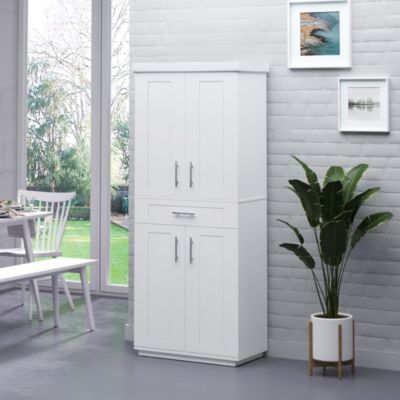 Kitchen Pantry with Doors and Drawer, Adjustable Shelves