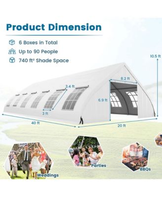 20'X40' Peach Shaped Party Tent Heavy-duty Wedding Canopy with Zipper Doors