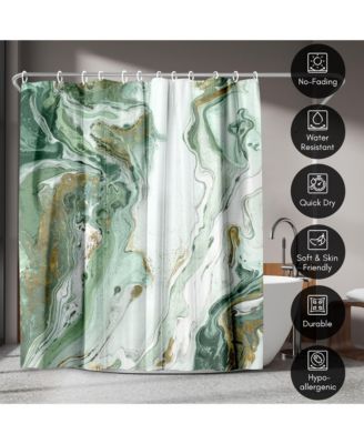 Abstract Shower Curtain Marble Petroleum by PI Creative Art