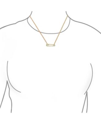 Safety Pin Pendant Necklace with CZ Accents - Symbol of Solidarity - Gold Plated Sterling Silver