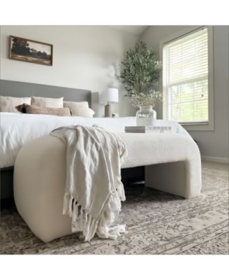 47" Boucle Upholstered Waterfall Bench, Modern Accent Bench for Bedroom, Entryway, or Living Room-Maison Boucle