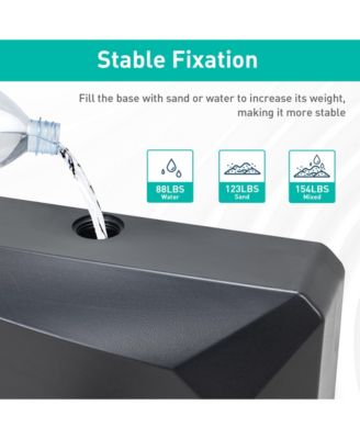 Patio Umbrella Base With Wheels, Heavy Duty Fillable Market Umbrella Stand For Patios, Poolside, Garden With 4 Wheels, 2 Locks And Adjustable Knob- Brown