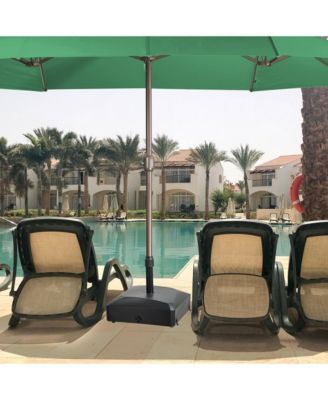 Patio Umbrella Base With Wheels, Heavy Duty Fillable Market Umbrella Stand For Patios, Poolside, Garden With 4 Wheels, 2 Locks And Adjustable Knob- Brown