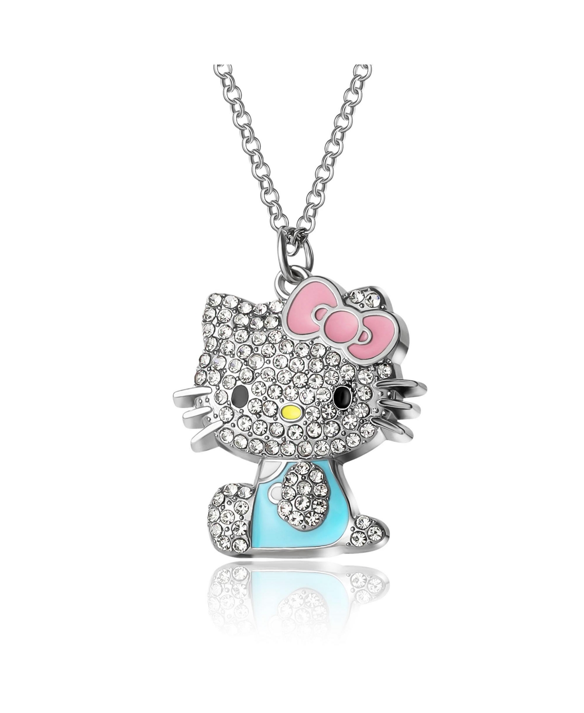 Sanrio Fashion Pave Sparkling Necklace - Silver tone, pink, blue