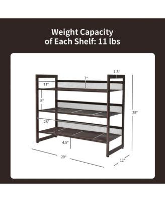 3-Tier Shoe Rack Adjustable to Flat Slant Shoe Organizer Holder Stand
