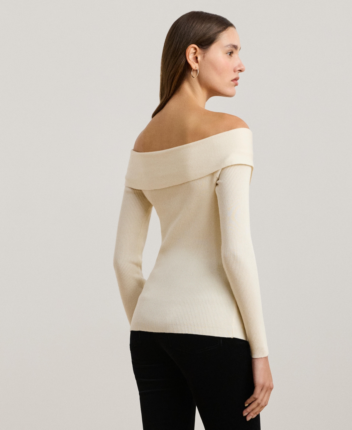 Lauren Ralph Lauren Women's Rib-Knit Off-the-Shoulder Sweater