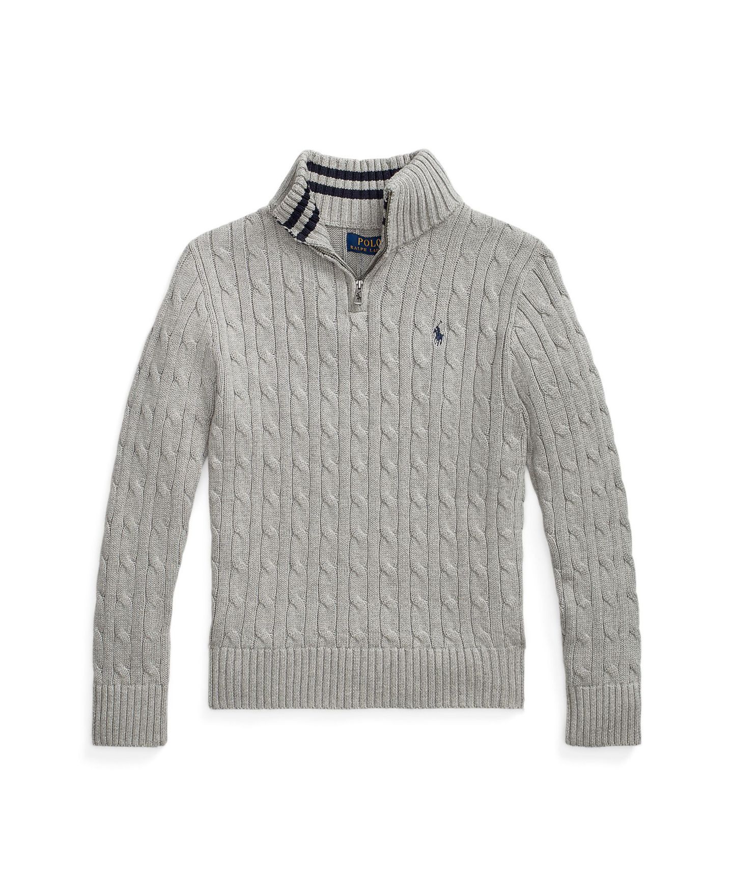 Свитер Polo Ralph Lauren Cable-Knit Cotton Quarter-Zip Sweater для мальчиков, цвет: Меланжевый — фото 4