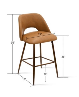 26 Inch Counter Height Stools Set of 2, Armless Industrial Faux Leather Stools with Metal Legs-Maison Boucle