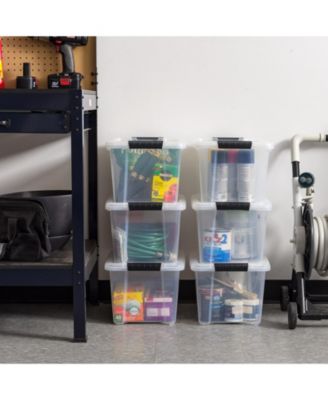 6 Pack 19qt Clear View Plastic Storage Bin with Lid and Secure Latching Buckles